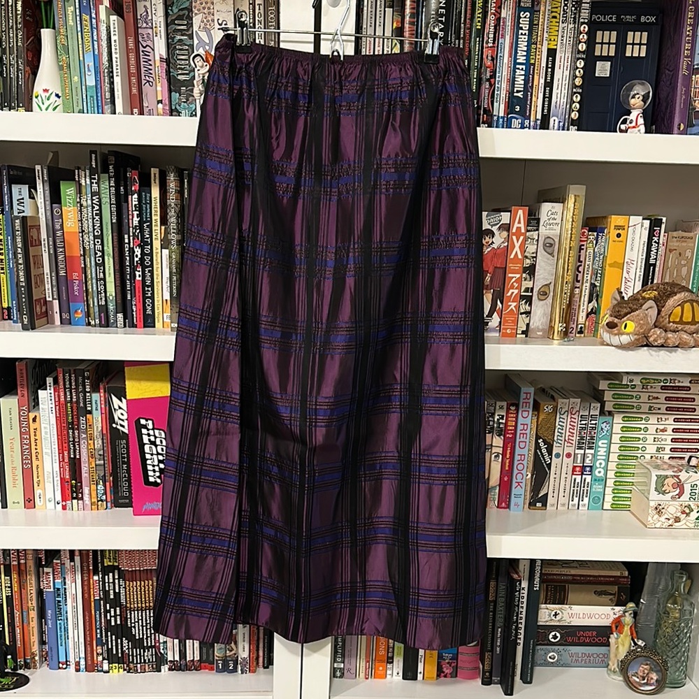 Purple Pleated A-Line Midi Skirt for Casual Work